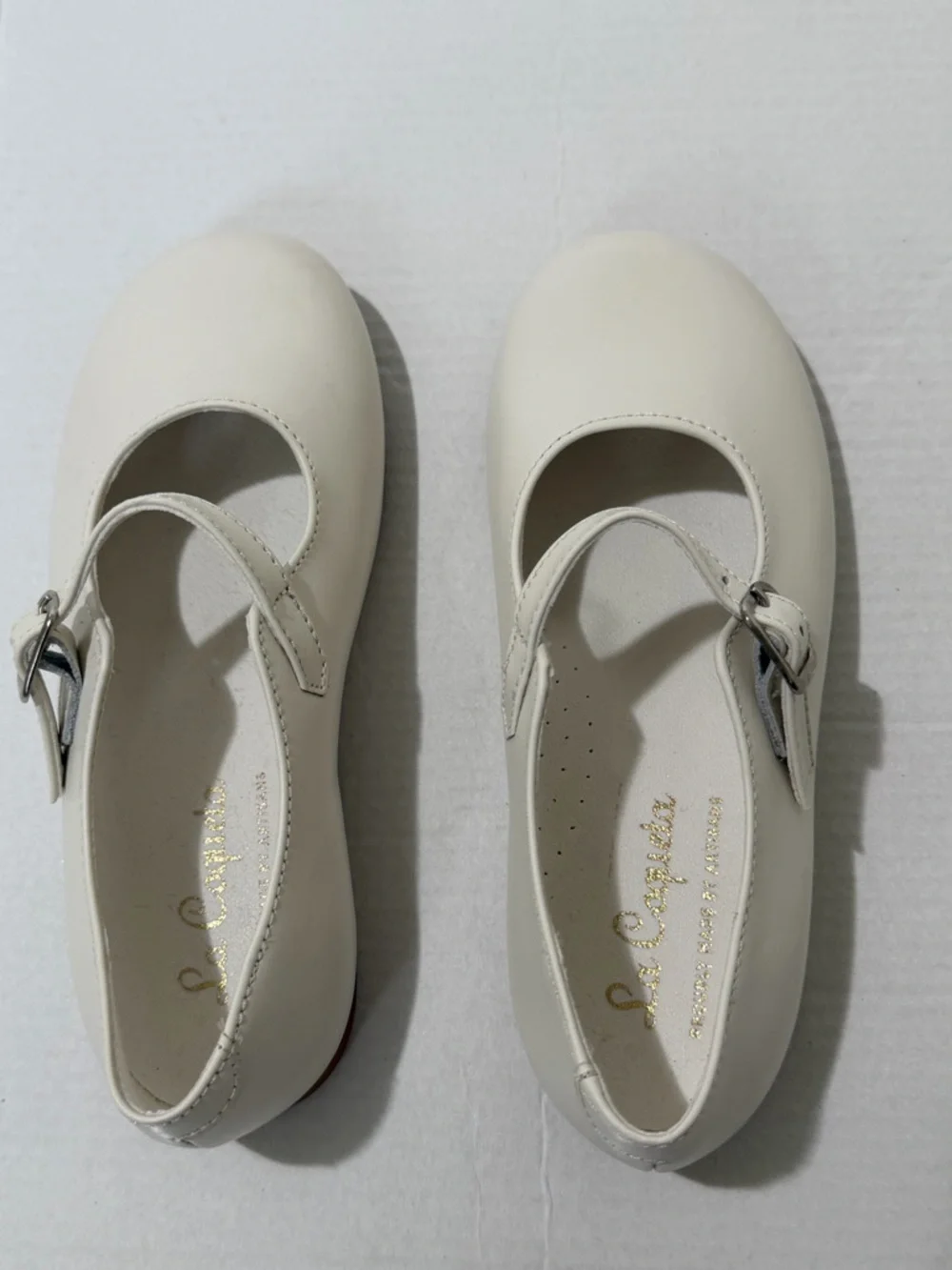 La Coqueta Ivory Nappa Leather Mary Jane Shoes Girls Size 27 EU / US 10